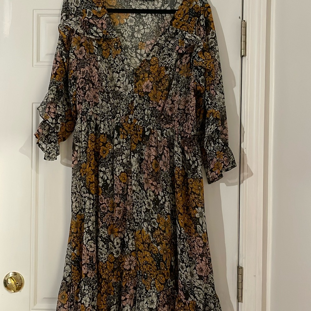 eshakti floral ruffle dress